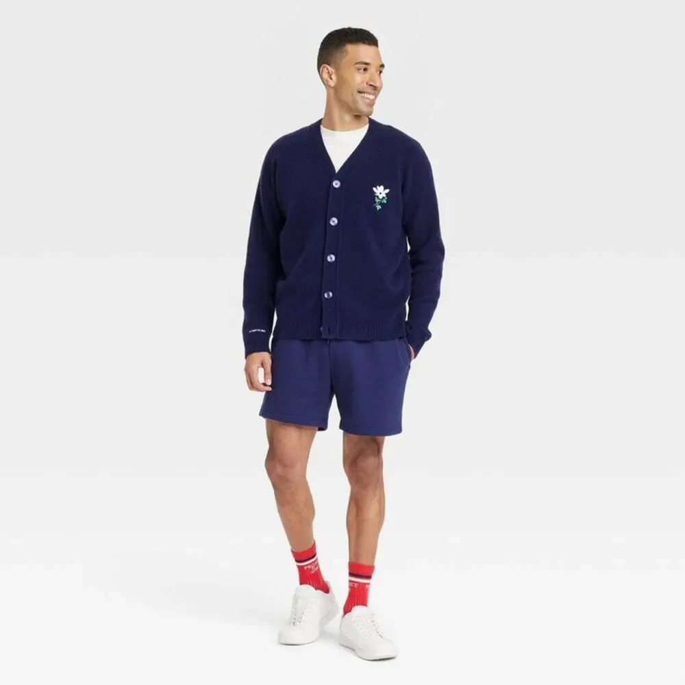 Open Box - Goodfellow & Co - Men's Kindness Blooms Floral Print V Ne Navy Blue - Picture 3 of 4